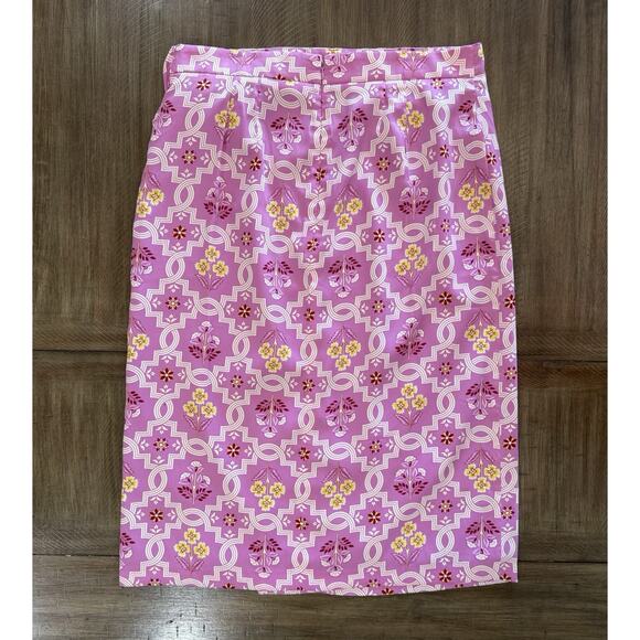 NWT Ann Taylor Pink Floral Geo Print Faux Wrap Midi Skirt Women’s Size 14 NEW - Picture 8 of 9